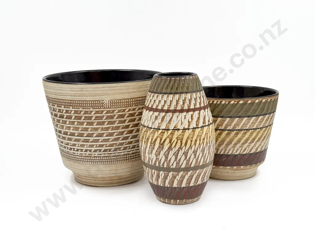 Two Mid Century German Planters & Vase Image 1++