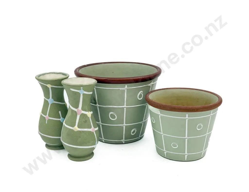 Two Small Denby Planters & Two Vases Image 1++