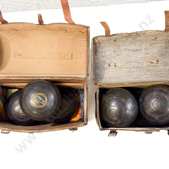 Two Sets of Lawn Bowls & Cases