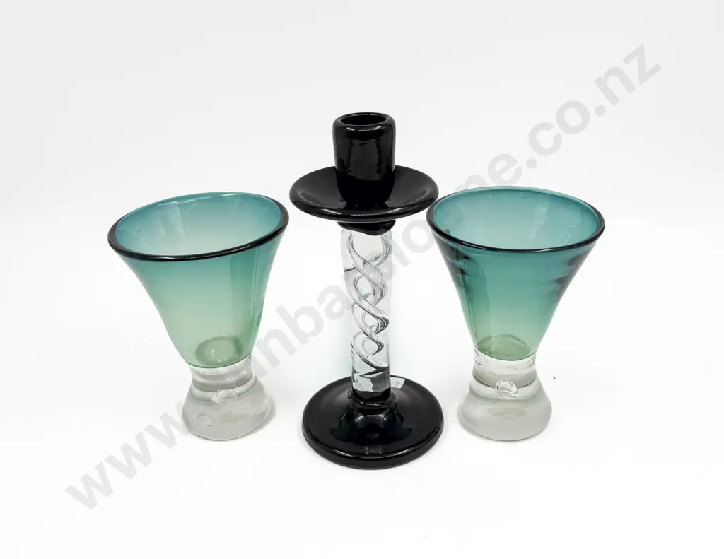 Glass Candlestick & Two Beakers Image 1++