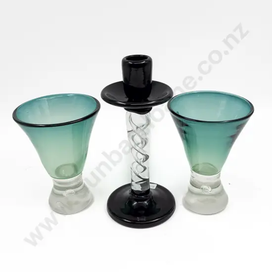 Glass Candlestick & Two Beakers