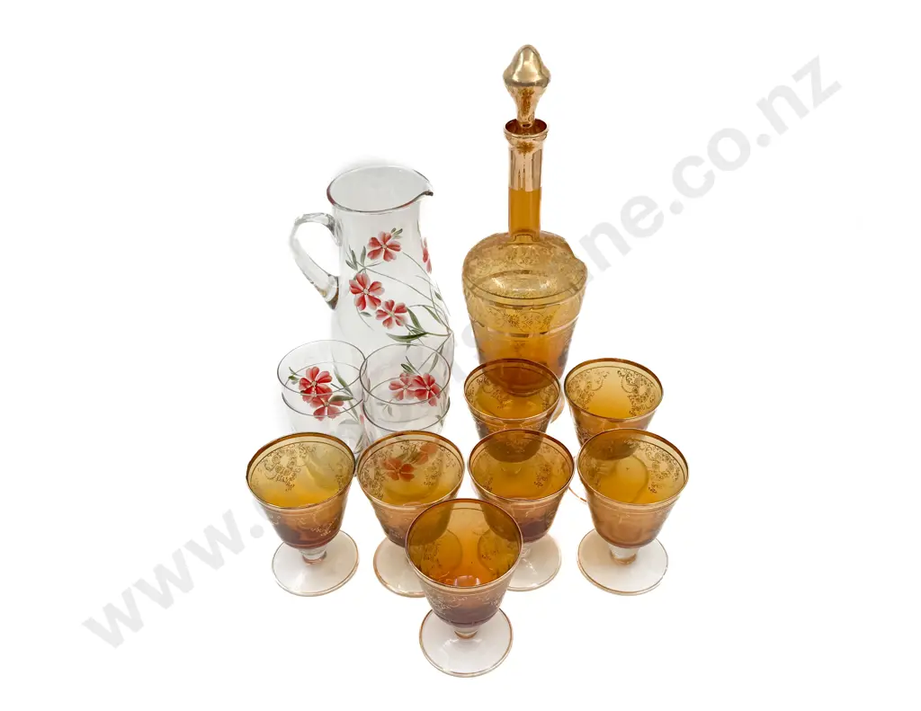 Venetian Decanter Seven Glasses Lemonade Jug & Four Glasses Image 1++