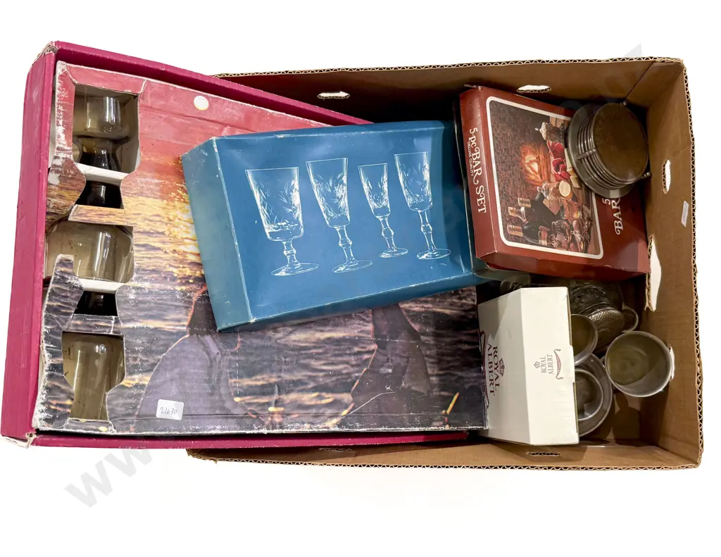 Box of Glasses Silver Plate etc Image 1++