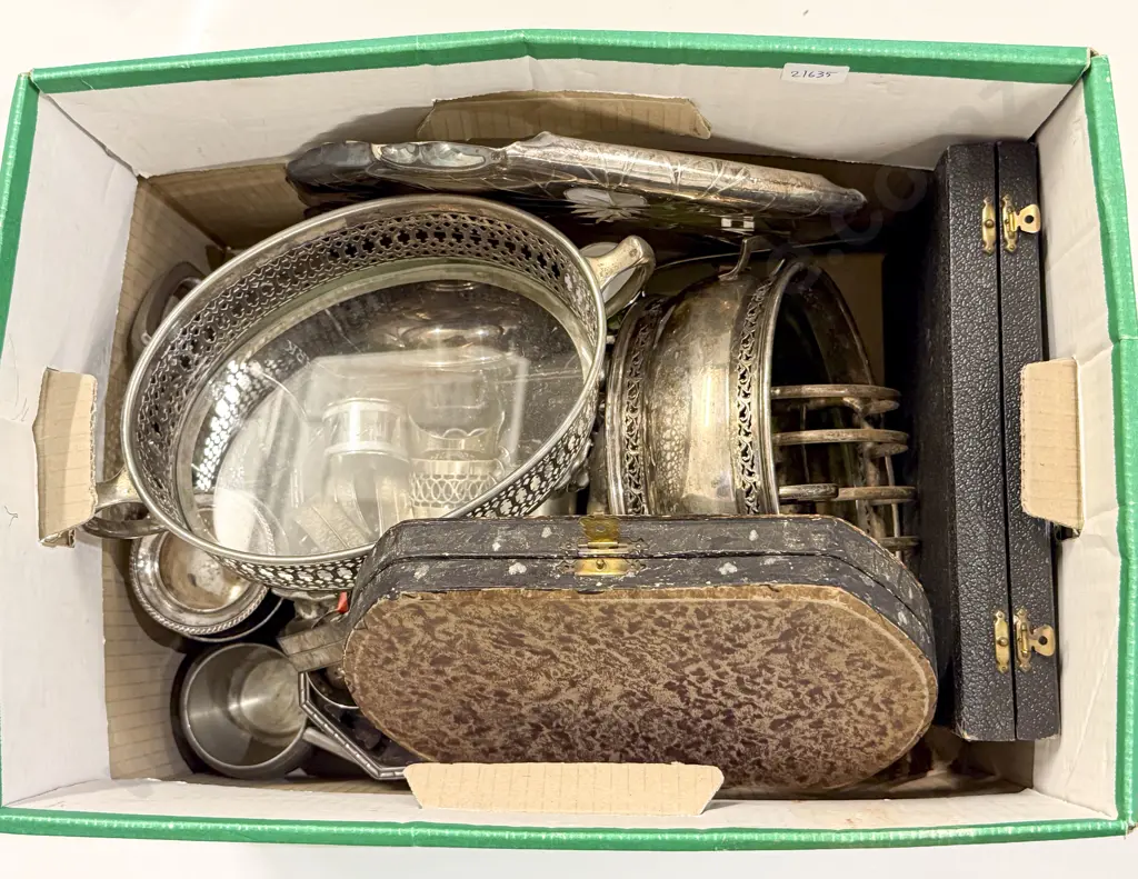 Box of Assorted Silver Plated Ware Image 1++