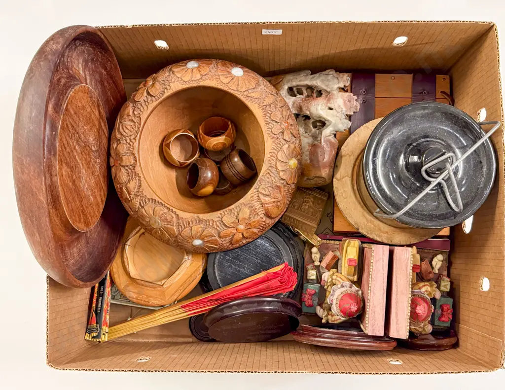 Box of Woodware Soap Stone Ornament etc Image 1++