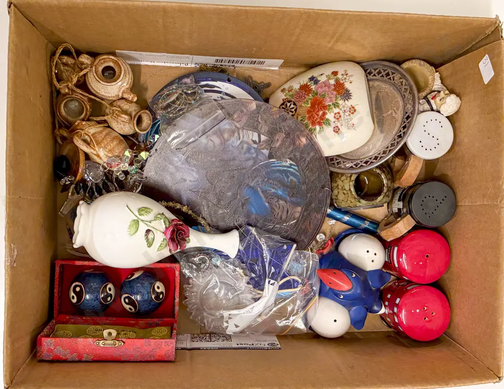 Box of Assorted Ornaments China etc Image 1++