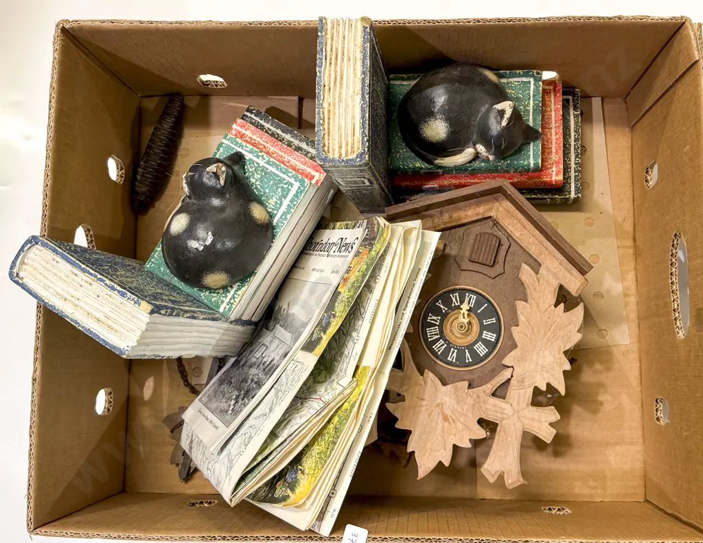 Box with Cuckoo Clock Book Ends etc Image 1++