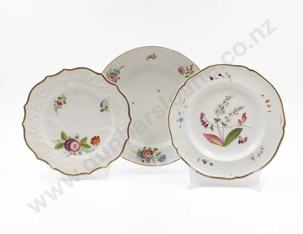 Three Victorian Floral Decorated Plates Image 1++