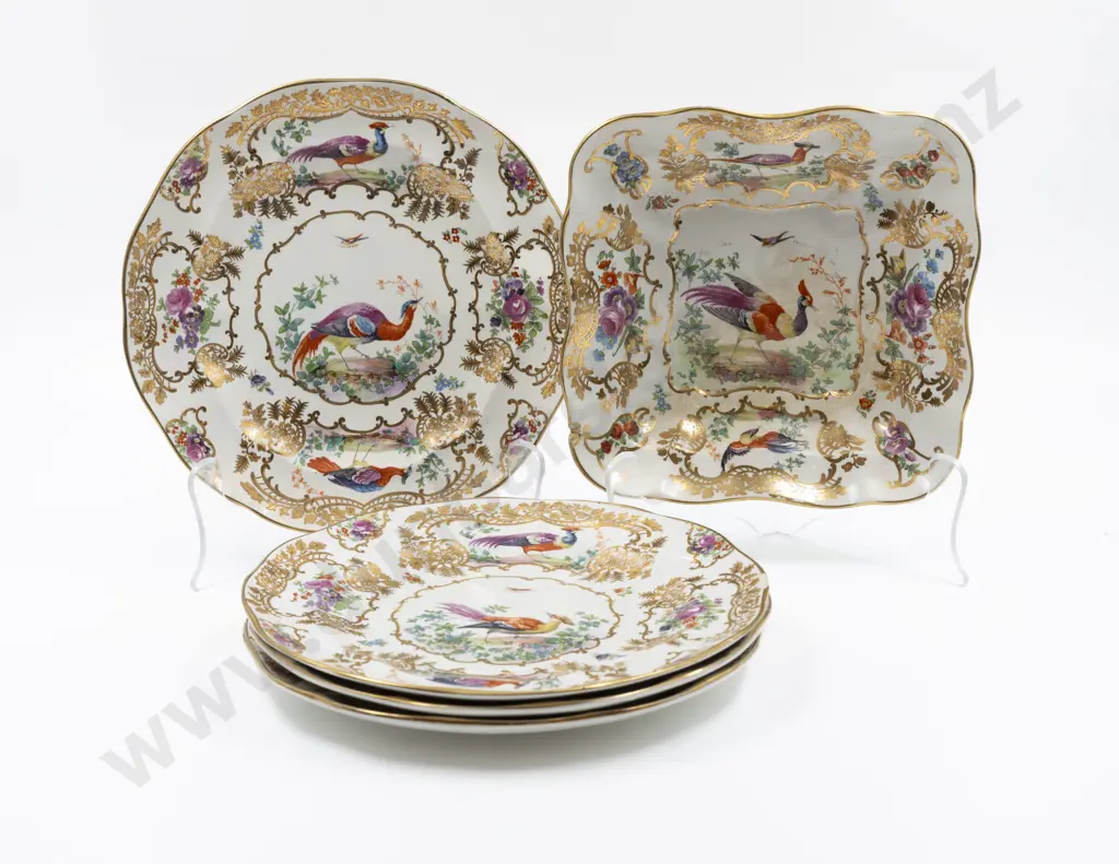 Early C20th Booths Imitation Worcester Dessert Plates & Dish Image 1++