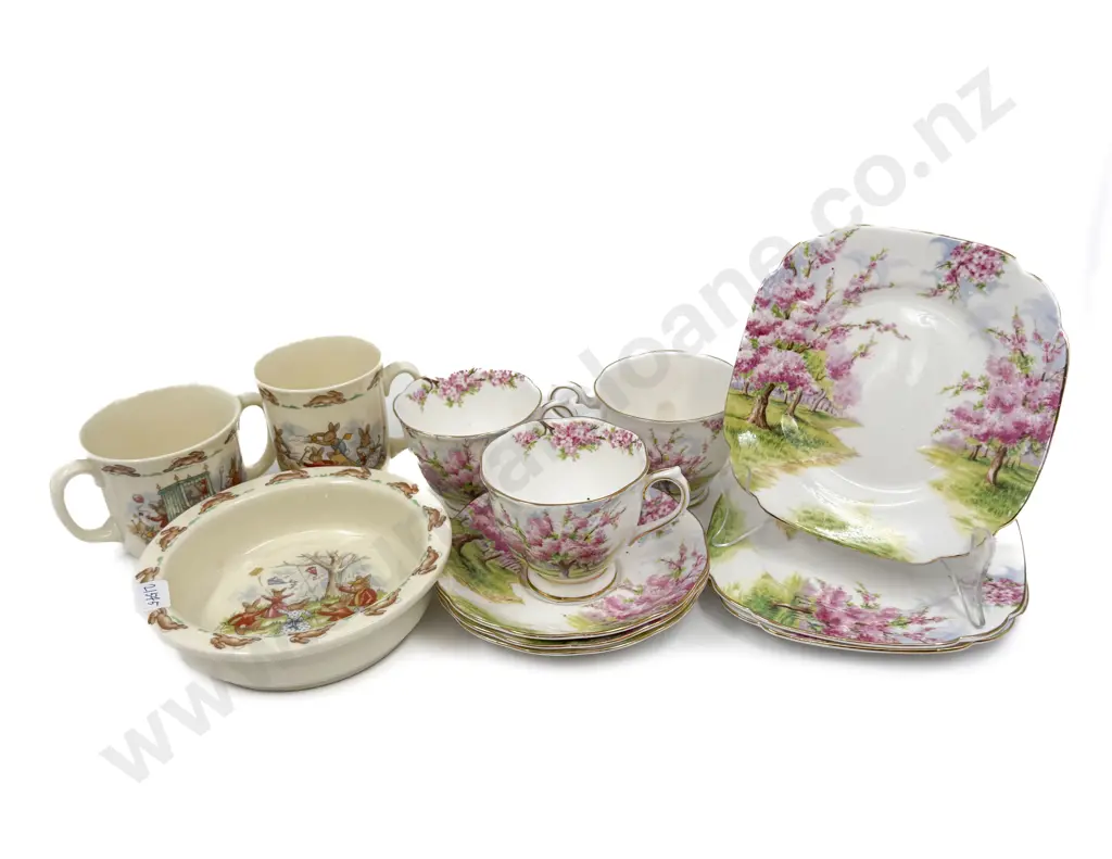Bunnykins Bowl Two Cups & Part Royal Albert Teaset Image 1++