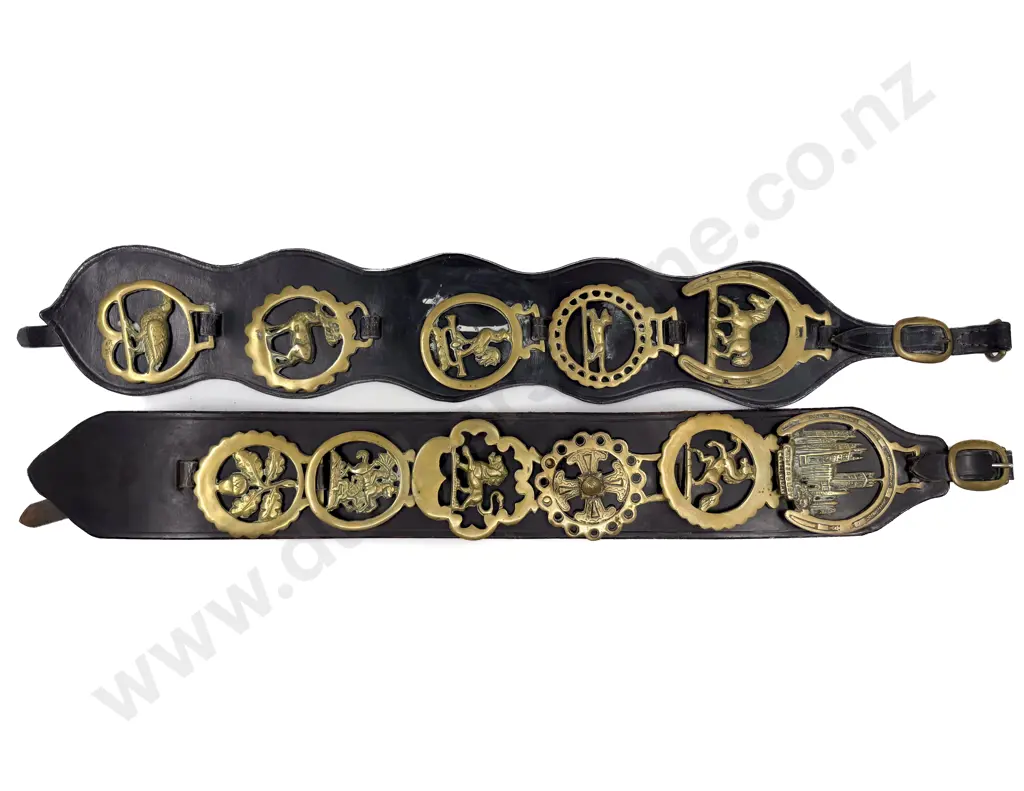 Two Groups of Leather Backed Horse Brasses Image 1++