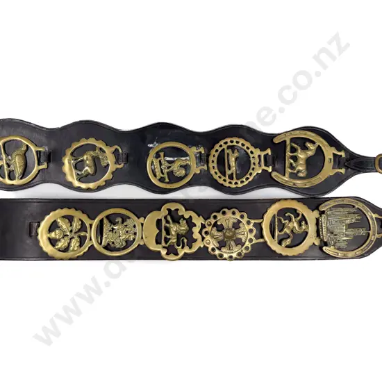Two Groups of Leather Backed Horse Brasses