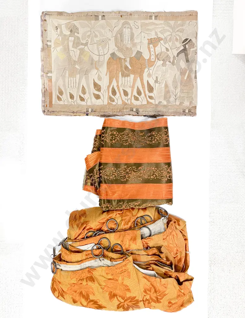 Various Vintage Brocade Curtains & Wall Hanging Image 1++