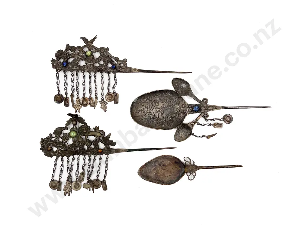 South American Ethnic Textiles & Various with Decorative Pins & Prayer Wheel Image 1++