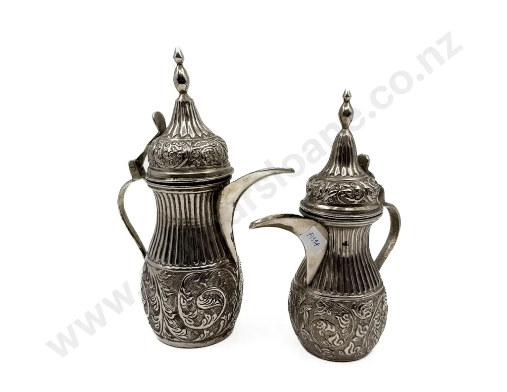 Indian Possibly Silver Coffee Pot  & Hot Water Pot Image 1++