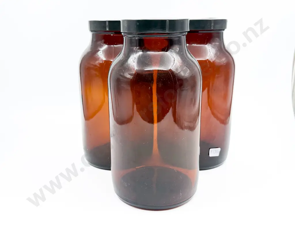 Three Large Vintage Lidded Glass Jars Image 1++
