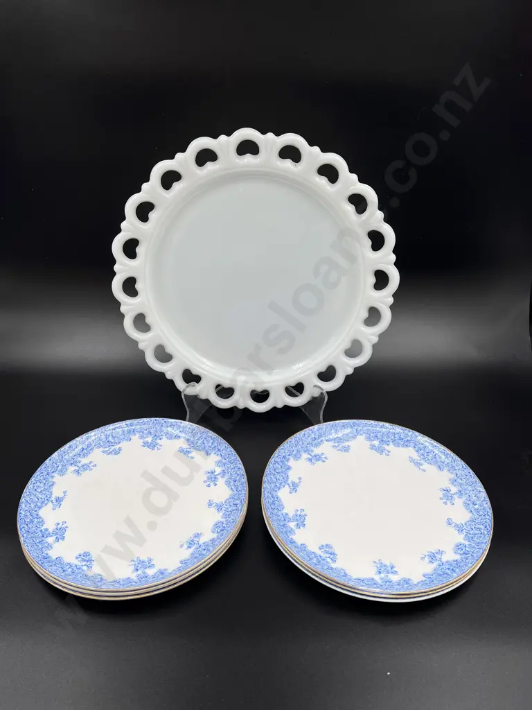 Milk Glass Dish with Assorted Royal Worcester Image 1++