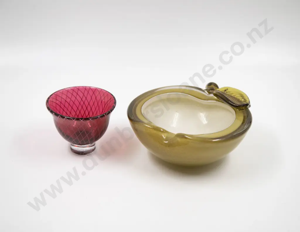 Italian Mid C20th Glass Apple Dish & Kosta Beaker Image 1++