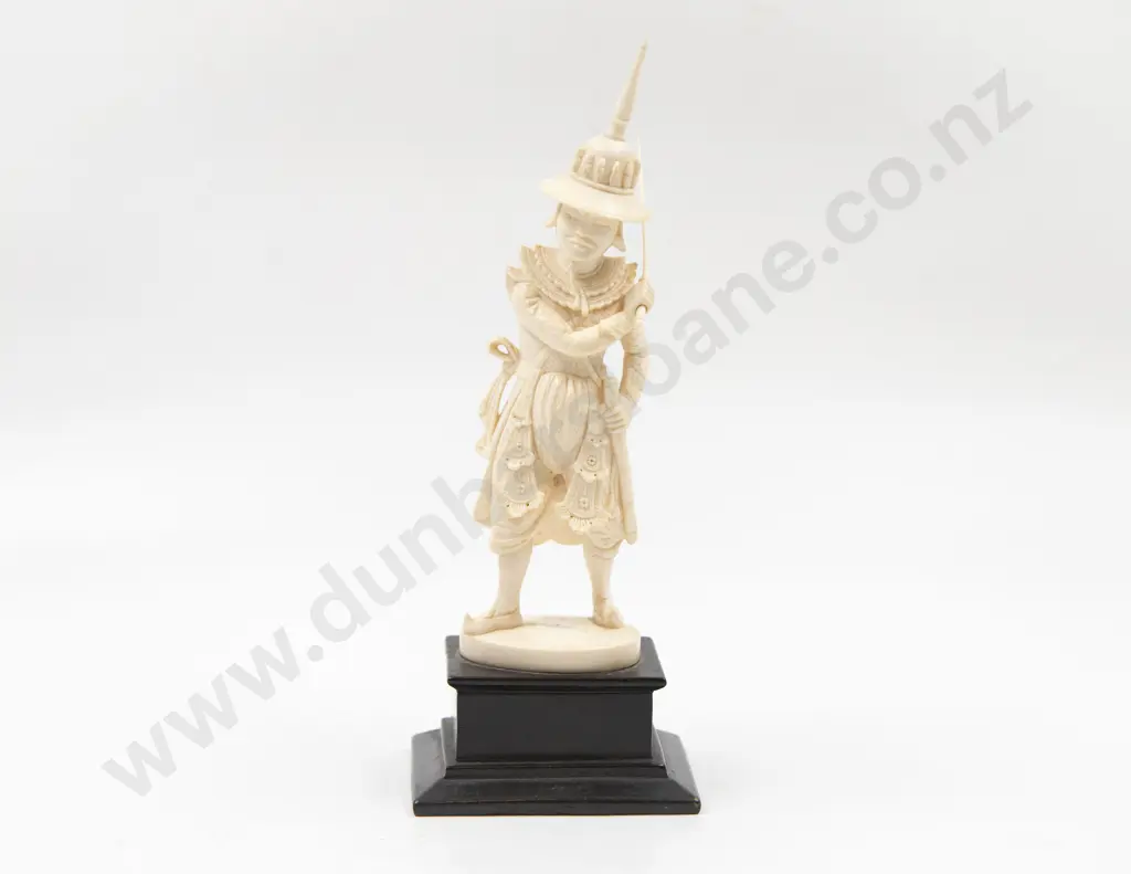Carved Ivory Figure of A Warrior in Ceremonial Uniform Image 1++