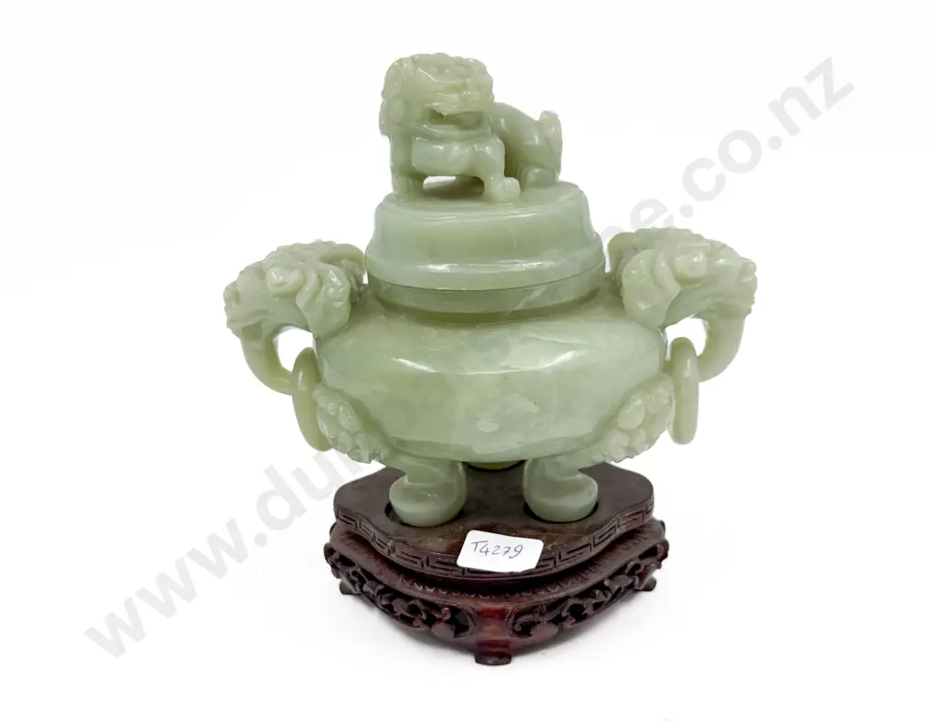 Carved Hardstone Lidded Censor & Assorted Pewter Image 1++