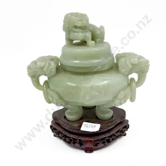Carved Hardstone Lidded Censor & Assorted Pewter