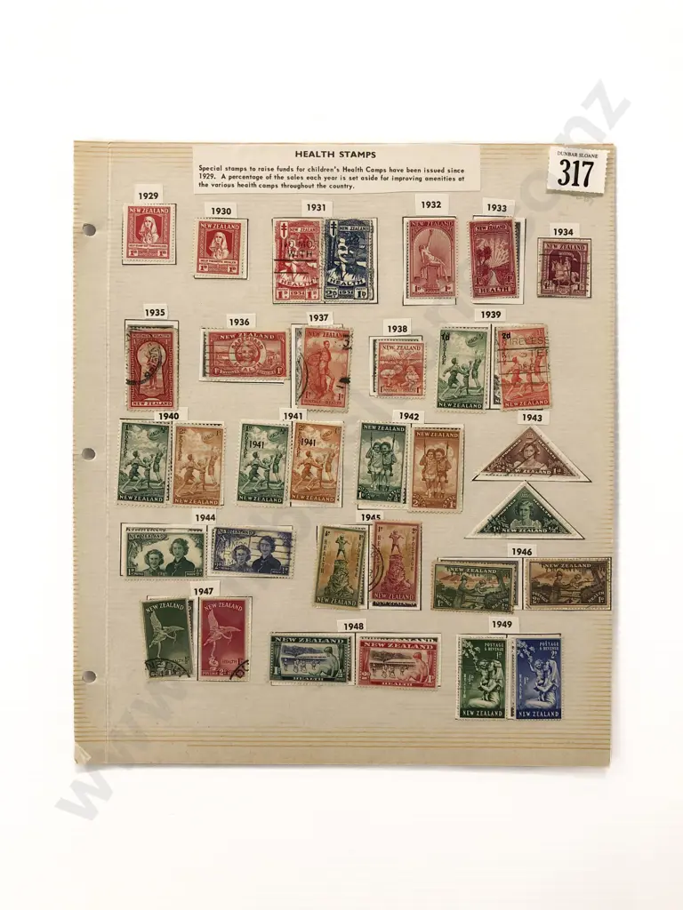 NZ Health Stamps 1929 - 1964 with Red & Blue Boys Image 1++
