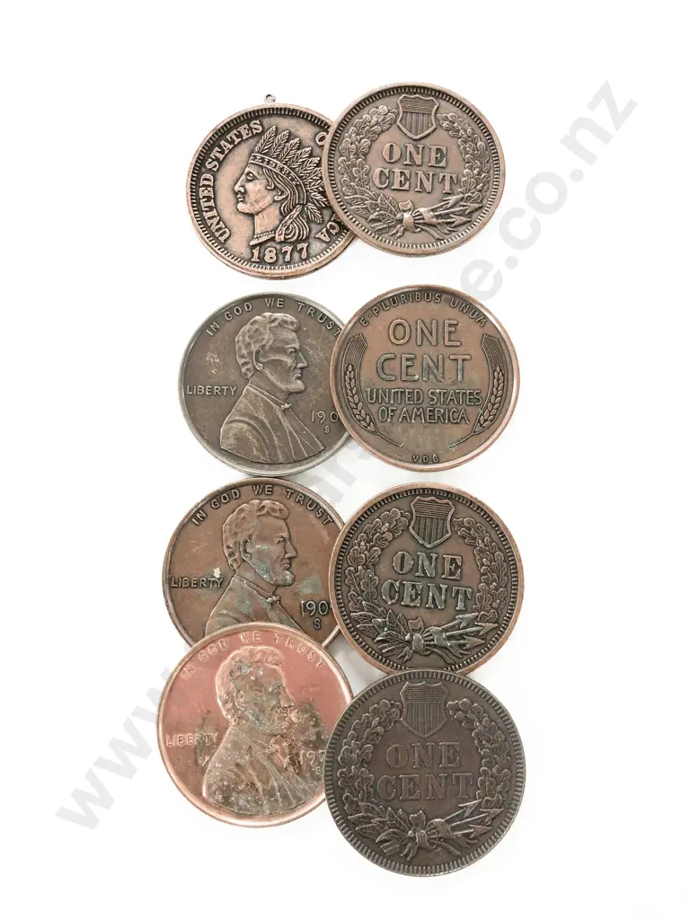 Eight Copper Plated American One Cent Coasters Image 1++