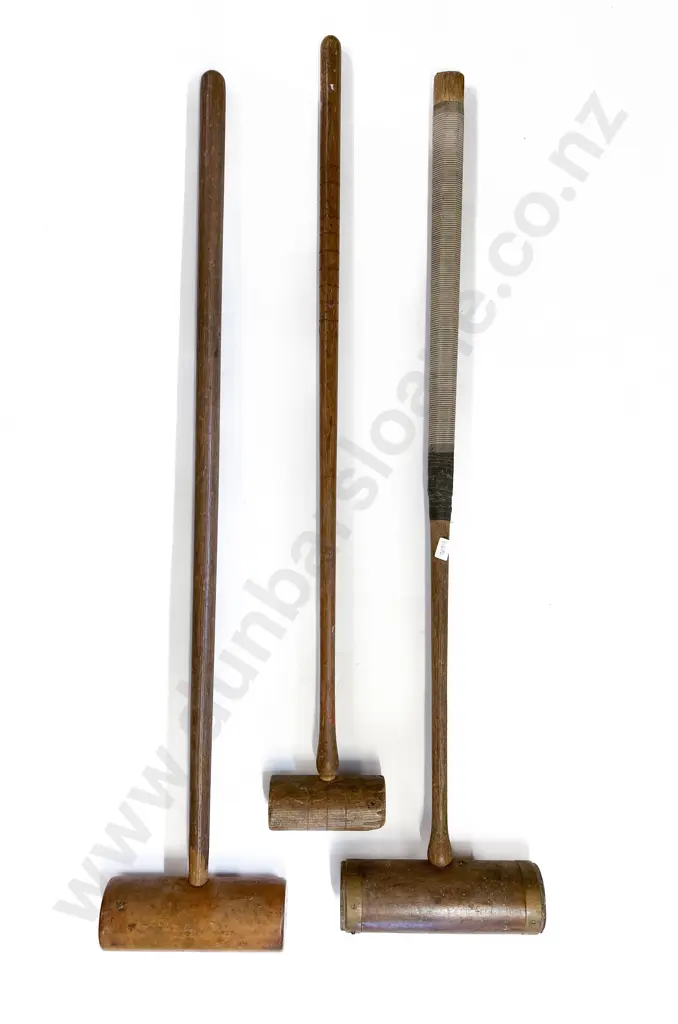 Three Vintage Croquet Mallets Image 1++