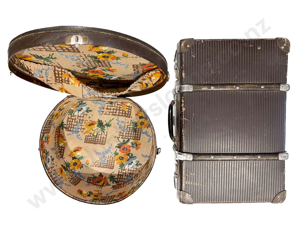 Vintage Heavy Card Hatbox & Suitcase Image 1++