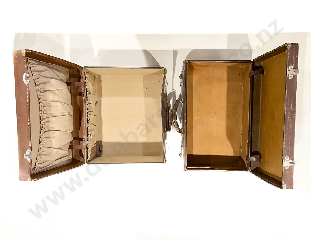 Two Vintage Leather Suitcases Image 1++