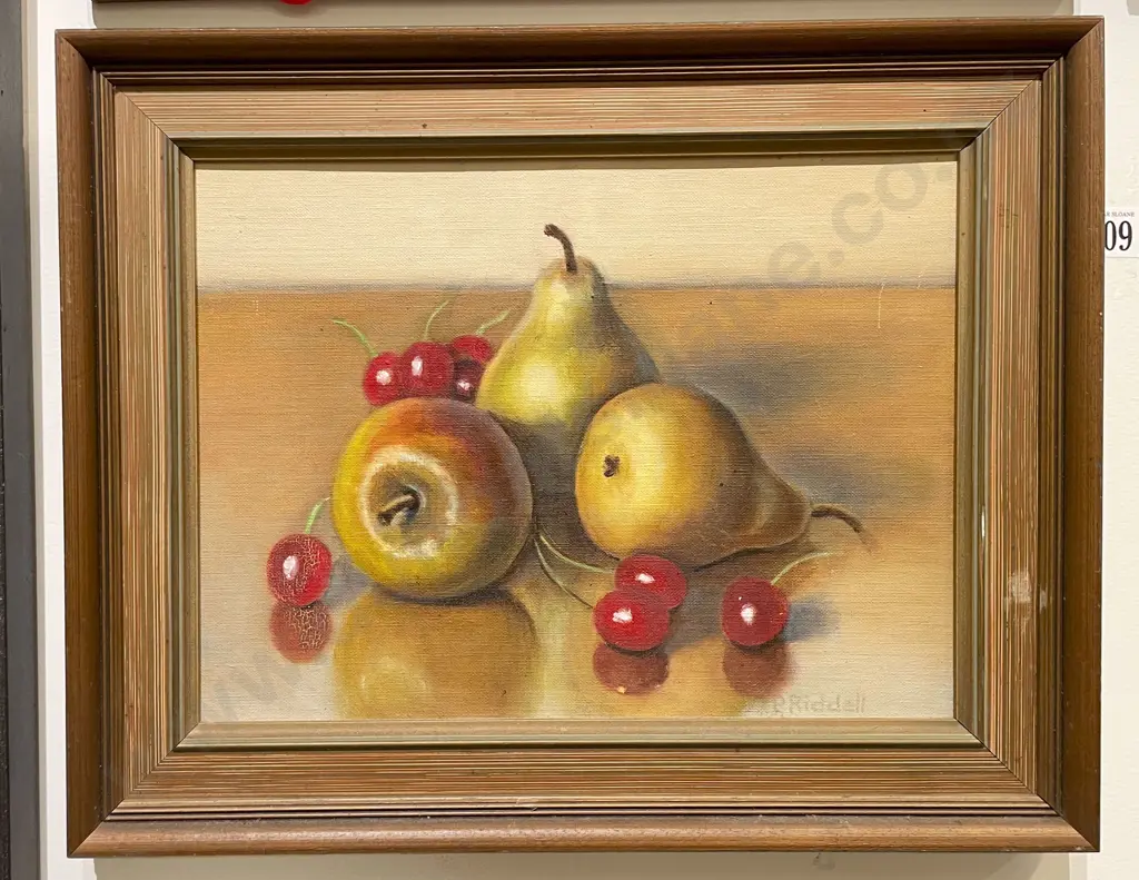 P Riddell - Still Life With Pears - Oil on Board Image 1++