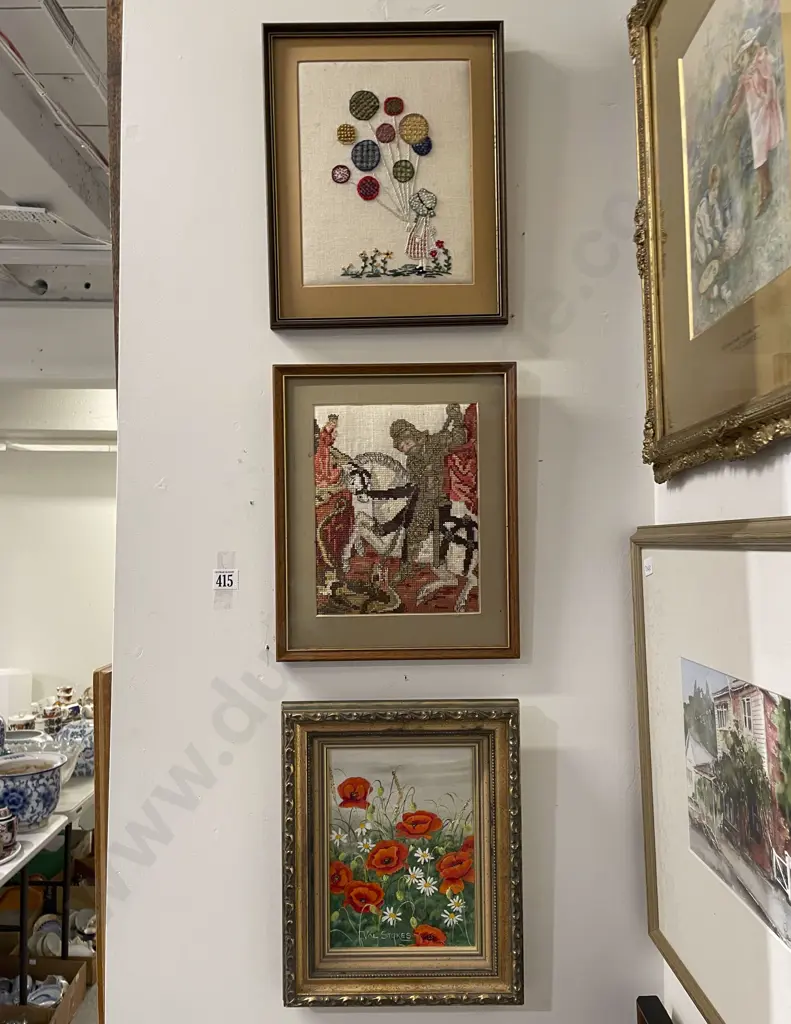 Val Stokes - "Poppy Time" - Oil on Board & Two Others Image 1++