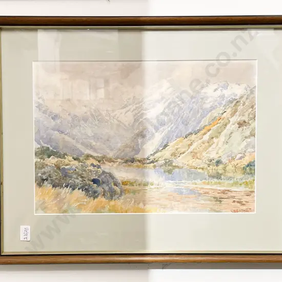 C.H. Howorth - "Mount Cook from the Pink Lake" - Watercolour (A/F)