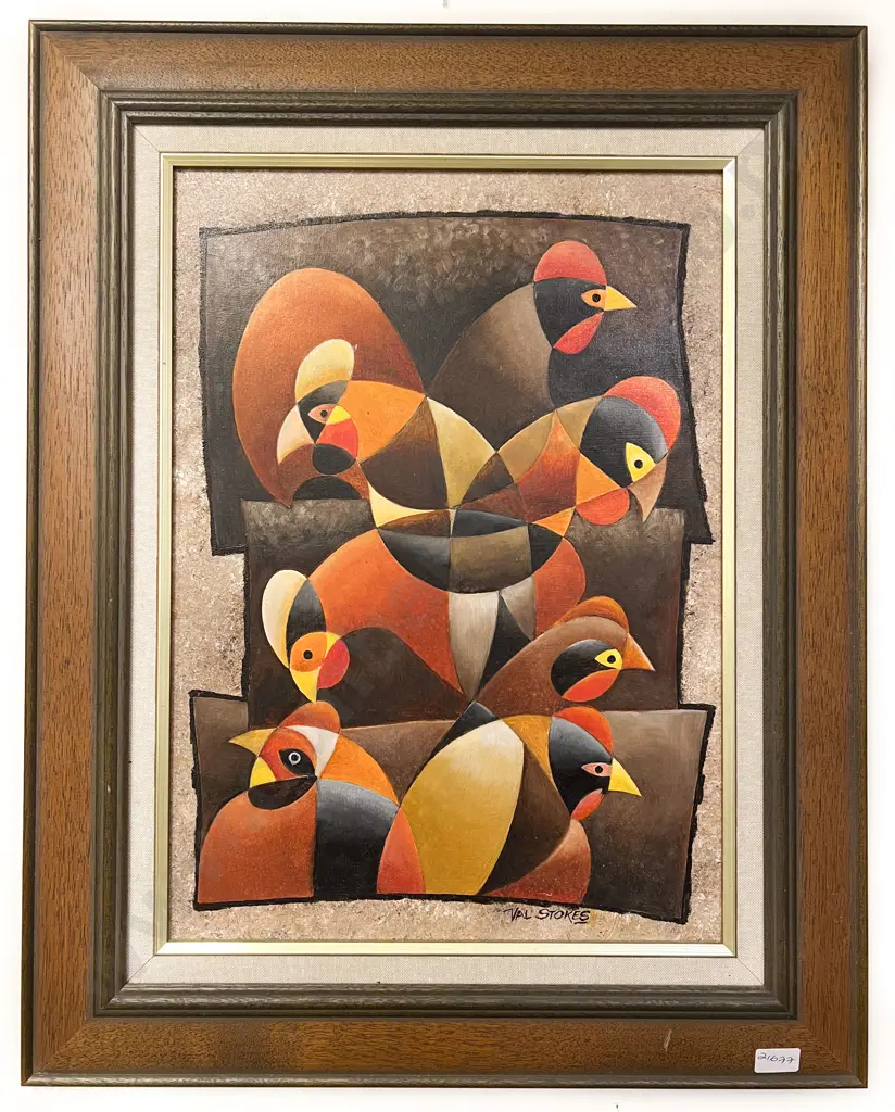 Val Stokes - "Funky Fowl" - Oil on Board Image 1++