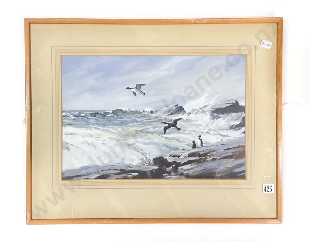 Winston Megoran - "Guillemonts Ledge" - Gouache on Paper Image 1++