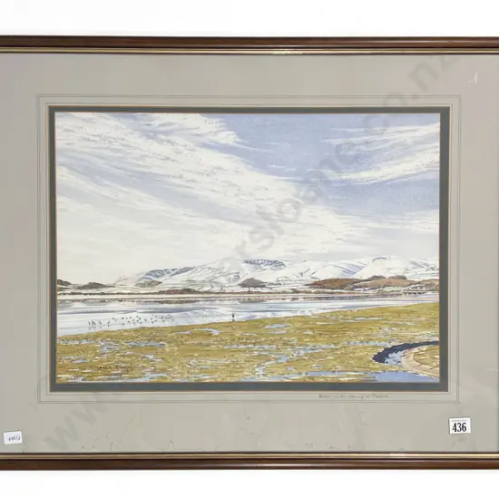 T. Leslie Hawkes - "Bright Winter Morning at Fox Field" - Watercolour