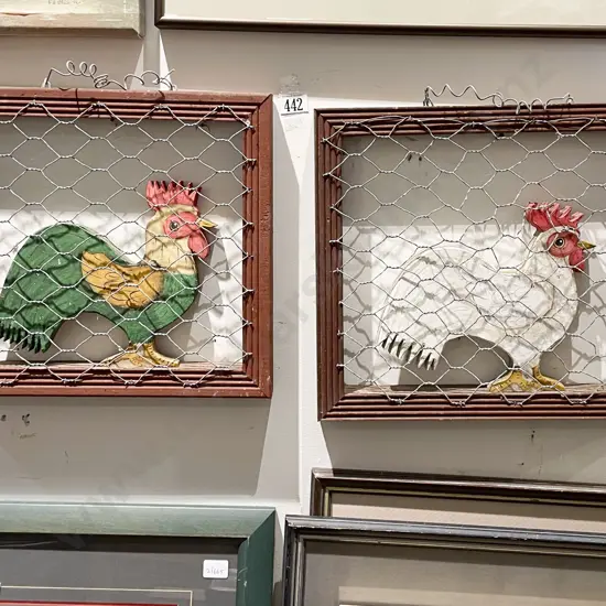Two Folk Art 3D Poultry Art Works