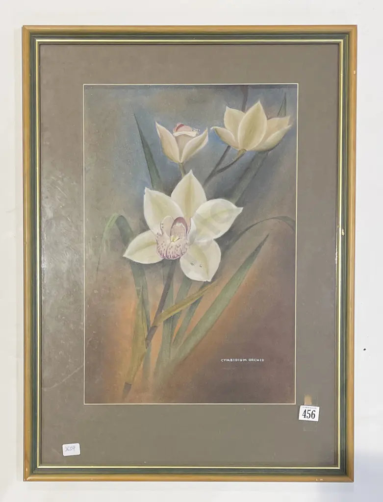 K. E. Niven - "Cymbidium Orchid" - Pastel on Paper Image 1++