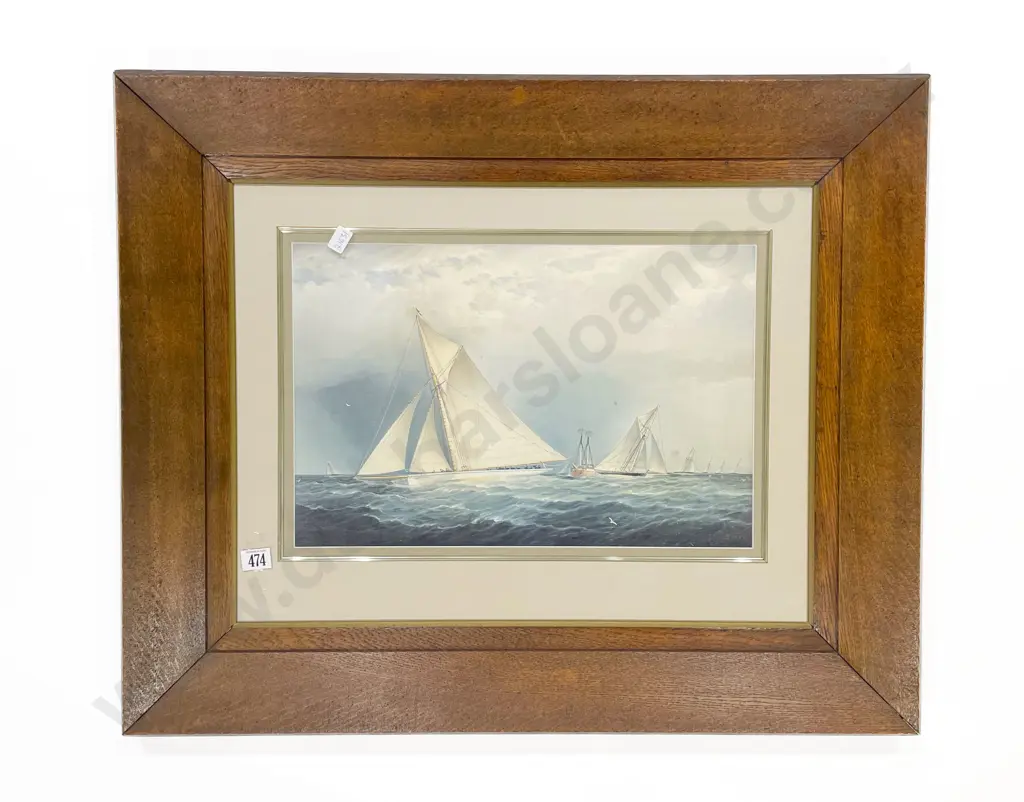 James E. Buttersworth - "Puritan & Priscilla Off Sandy Hook" - Watercolour (A/F) Image 1++