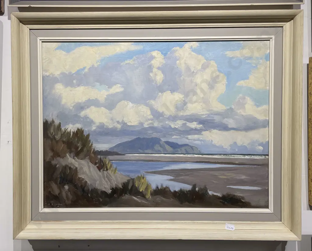 E. B. Lattey - "Kapiti from Waikawa" - Oil on Canvas Image 1++