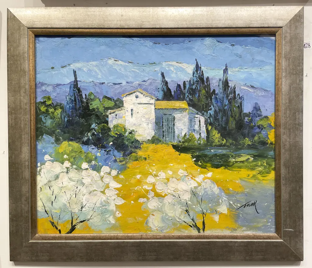 Tovak - Italian Spring Landscape - Oil on Canvas Laid on Board Image 1++