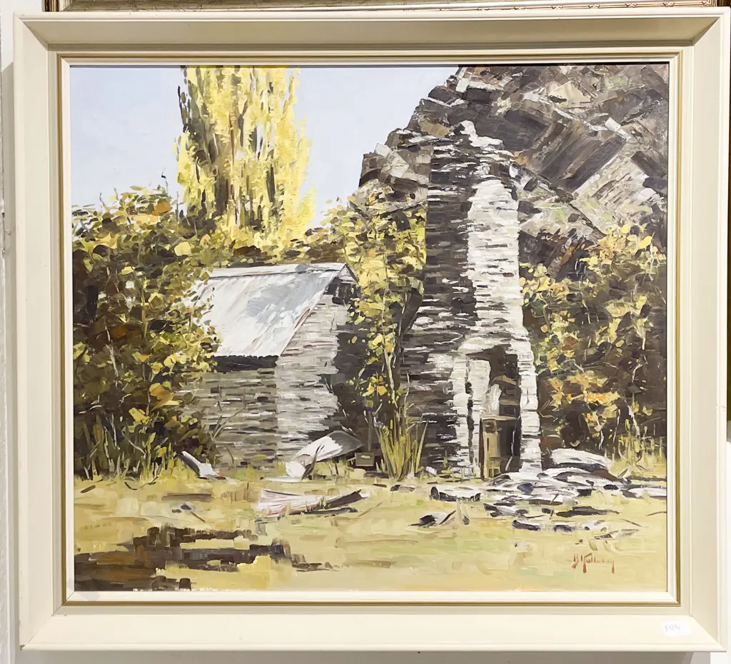 Brian Halliday - "Old Miners Cottage Wanaka" - Oil on Board Image 1++