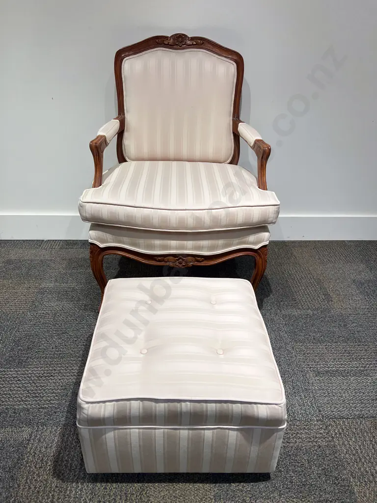 French Salon Style Armchair and Footstool Image 1++