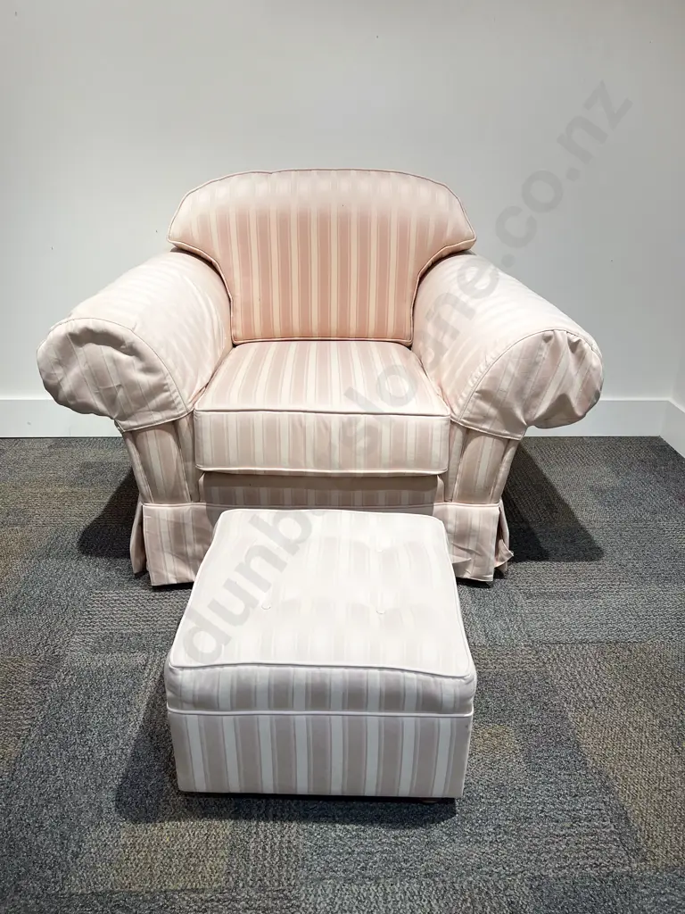Upholstered Arm Chair with Footstool Image 1++