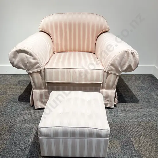Upholstered Arm Chair with Footstool