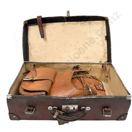 Vintage Traveling Case with Two Leather Handbags