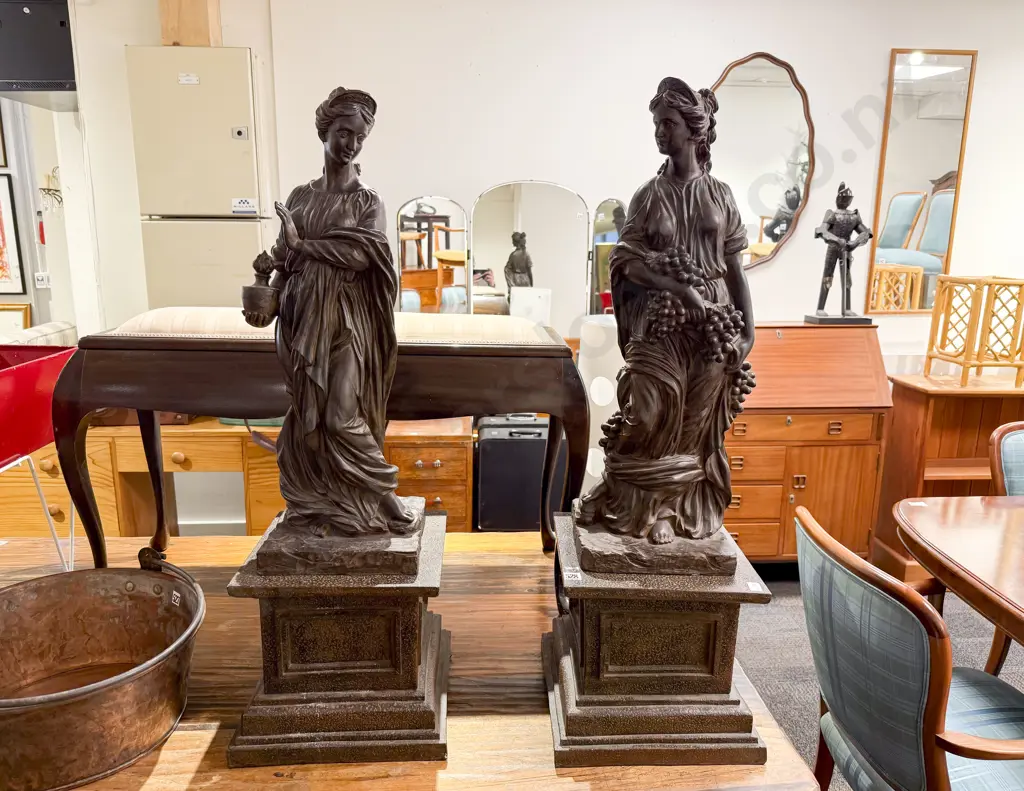 Two Resin Statues on Stands Image 1++