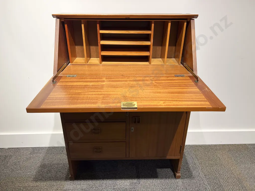 Mid Century Teak Fall Front Writing Bureau Image 1++