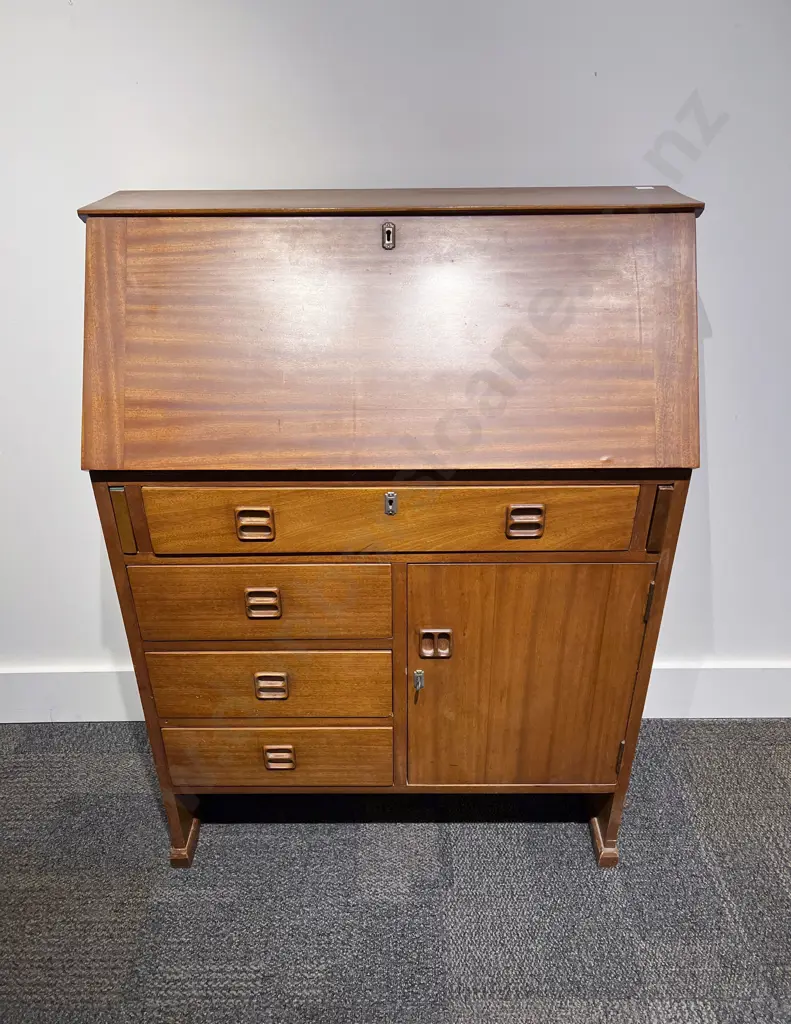 Mid Century Teak Fall Front Writing Bureau Image 1++