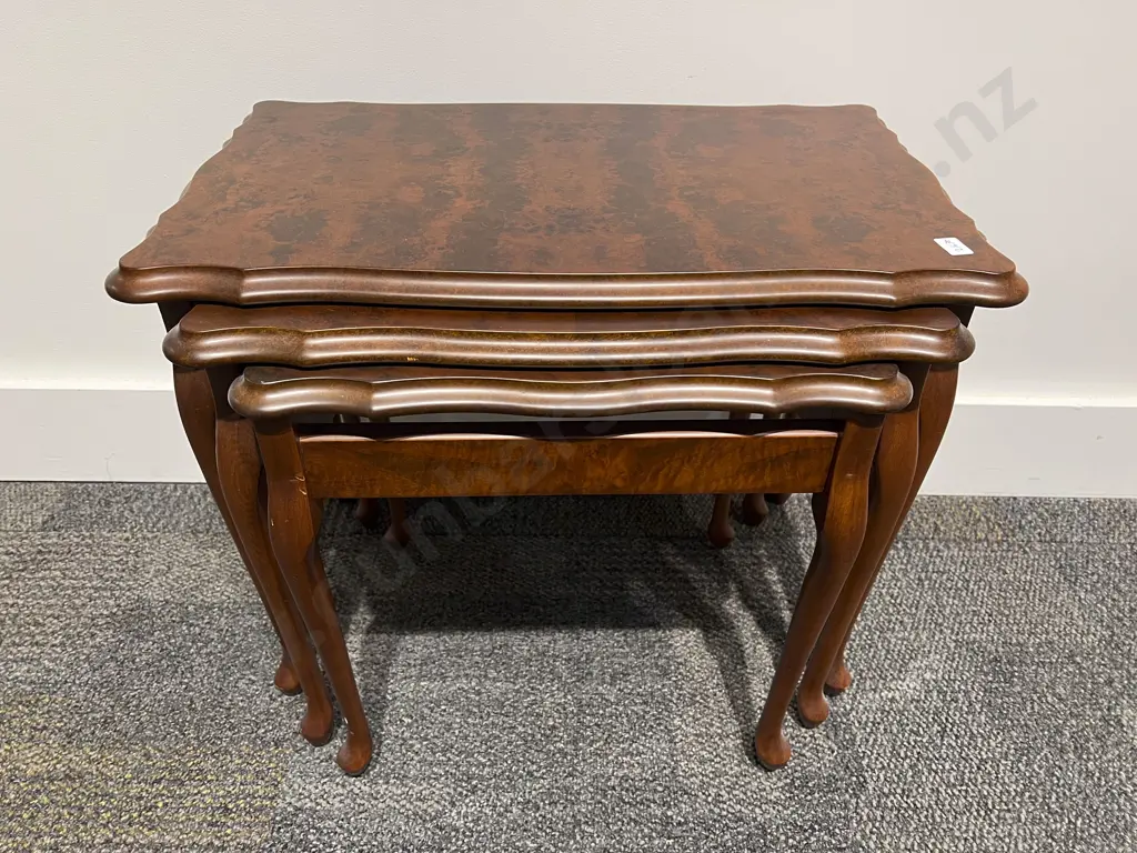 Burr Walnut Nest of Three Tables Image 1++